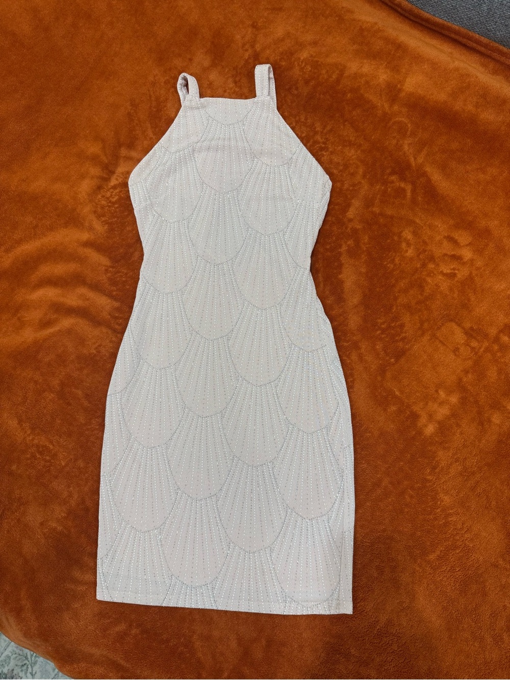 New Look White Beaded Halter Midi Dress